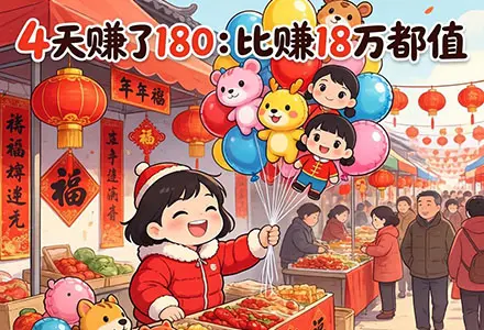 过年卖气球,4天赚了180:比赚18万都值-知峰研习社