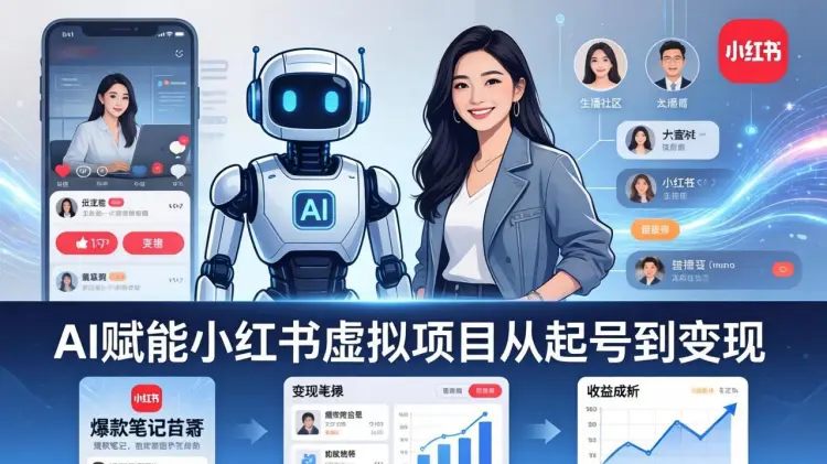 AI赋能小红书虚拟项目，从起号到变现一站式教学-知峰研习社