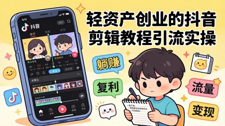 2026轻资产创业:抖音剪辑教程引流实操,普通人打造高容错躺赚复利管道-知峰社