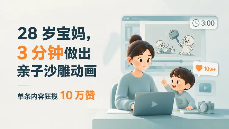 28 岁宝妈，3 分钟做出亲子沙雕动画，单条内容狂揽10万赞-知峰社