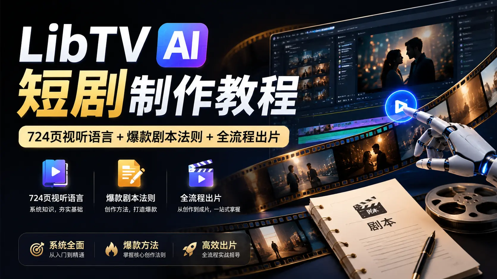 LibTV AI短剧制作教程：724页视听语言+爆款剧本法则+全流程出片-知峰社