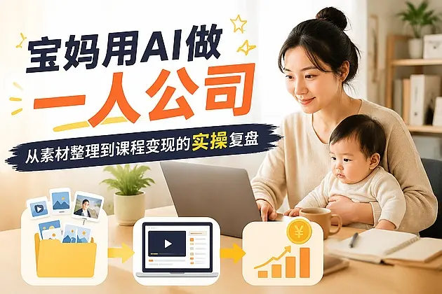 宝妈用AI做一人公司，从素材整理到课程变现的实操复盘｜知峰社