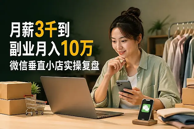 月薪3千到副业月入10万，微信垂直小店实操复盘｜知峰社