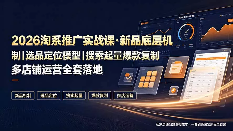 2026淘系推广实战课·新品底层机制|选品定位模型|搜索起量爆款复制多店铺运营全套落地教程-知峰社