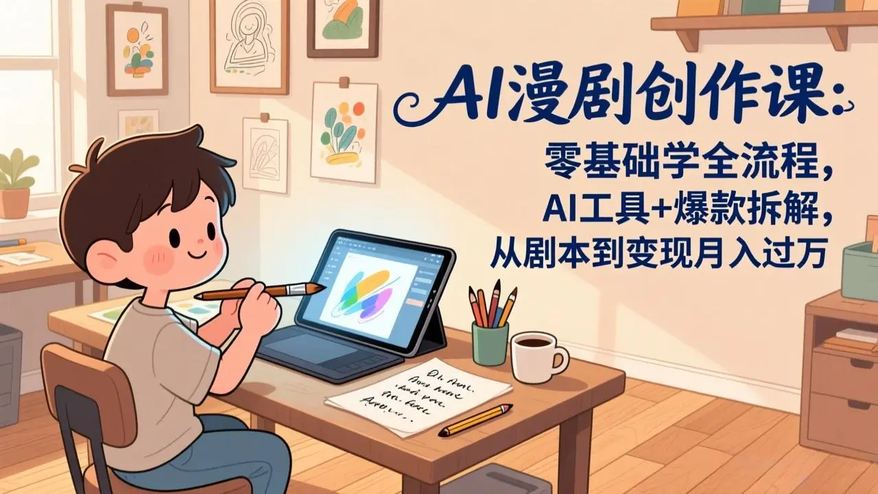 AI漫剧创作课：零基础学全流程，AI工具+爆款拆解，从剧本到变现月入过万-知峰研习社