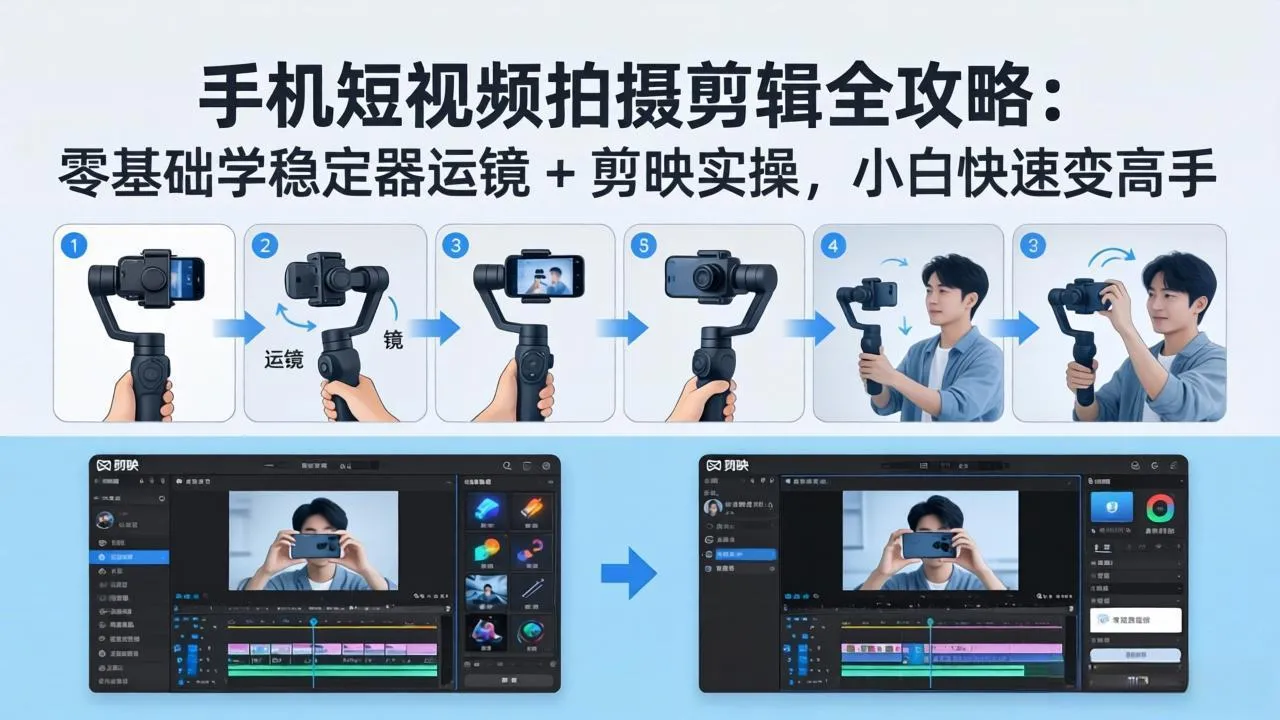 手机短视频拍摄剪辑全攻略:零基础学稳定器运镜 + 剪映实操,小白快速变高手-知峰社
