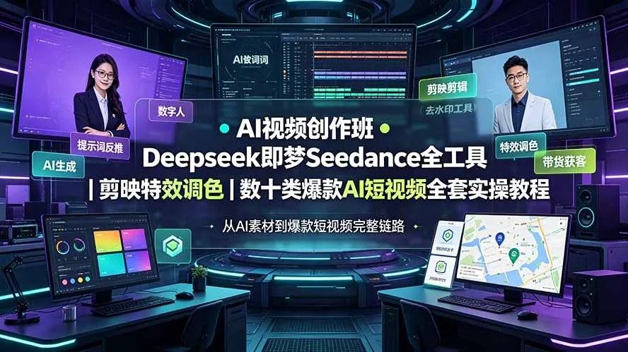 AI视频创作班◆Deepseek即梦Seedance全工具|剪映特效调色|数十类爆款AI短视频全套实操教程-知峰社