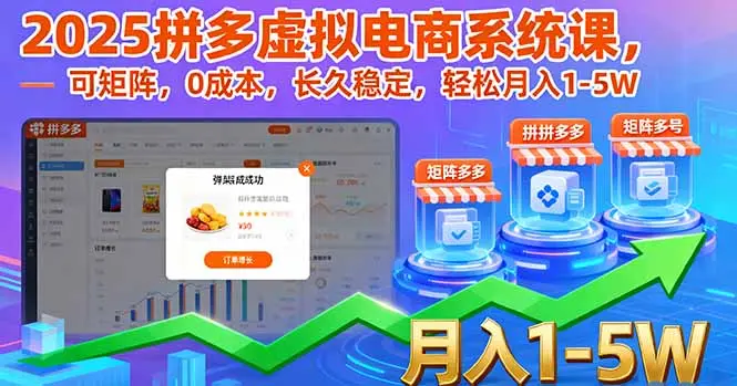 2025拼多多虚拟电商系统课，可矩阵，0成本，长久稳定，轻松月入1-5W-知峰研习社