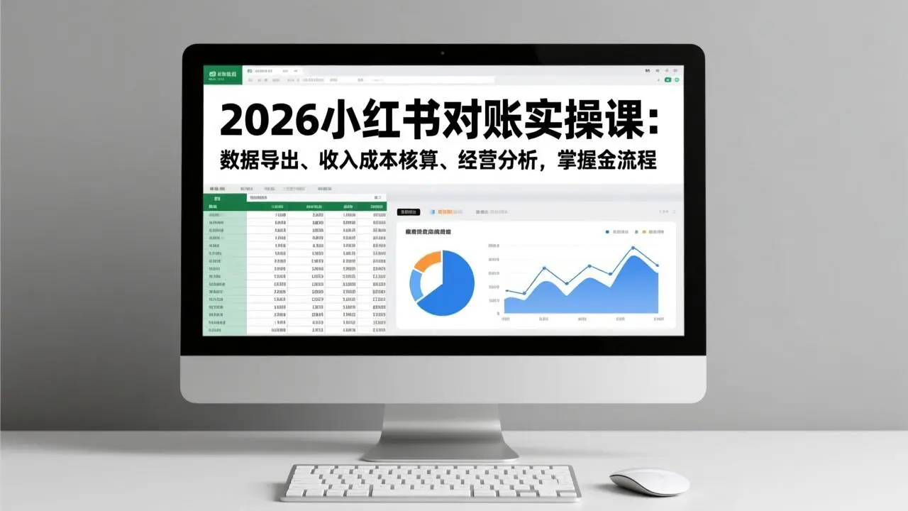 2026小红书对账实操课：数据导出、收入成本核算、经营分析，掌握全流程-知峰社