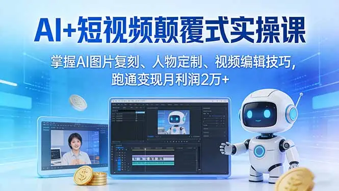 AI+短视频颠覆式实操课：掌握AI图片复刻、人物定制、视频编辑技巧，跑通变现月利润2万+-知峰社