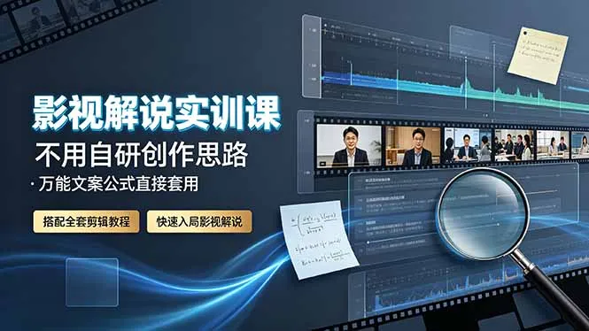 影视解说实训课：不用自研创作思路，万能文案公式直接套用，搭配全套剪辑教程，快速入局影视解说-知峰社