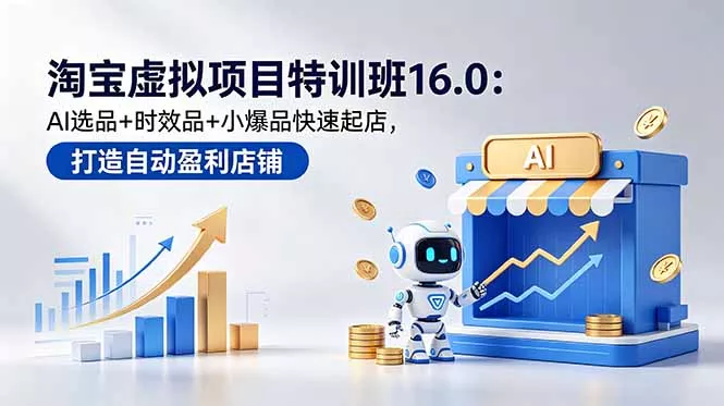 淘宝虚拟项目特训班16.0：AI选品+时效品+小爆品快速起店，打造自动盈利店铺-知峰社
