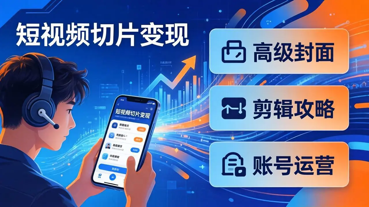 短视频切片变现速成班2.0：高级封面+剪辑攻略+账号运营，0基础小白快速入局副业-知峰研习社