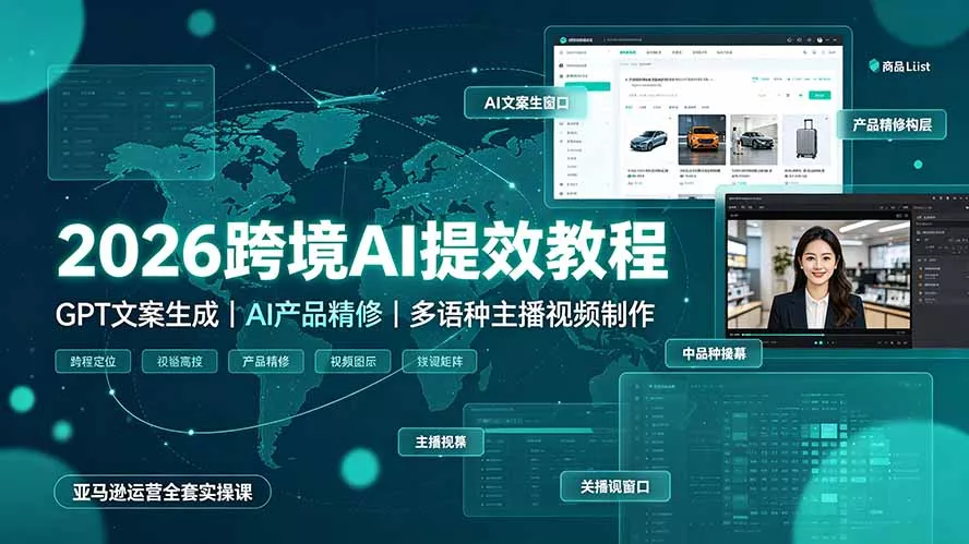 2026跨境AI提效教程·GPT文案生成|AI产品精修|多语种主播视频制作,亚马逊运营全套实操课-知峰社