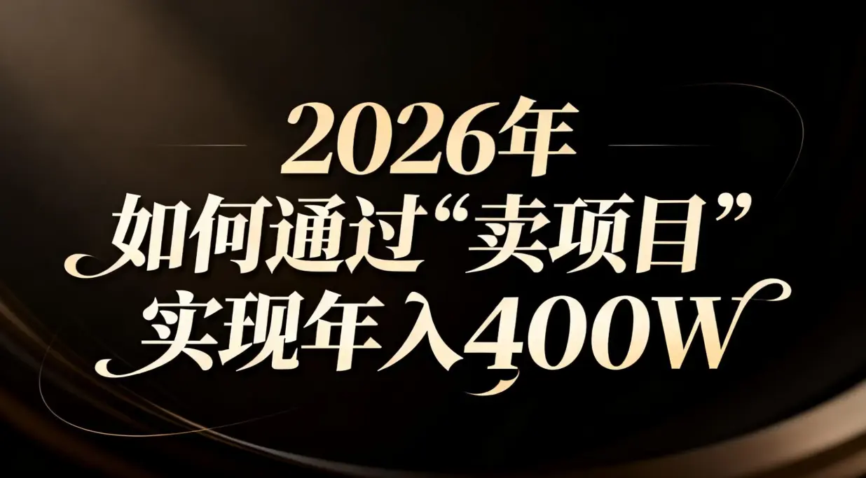2026年如何通过“卖项目”实现年入百万-知峰社