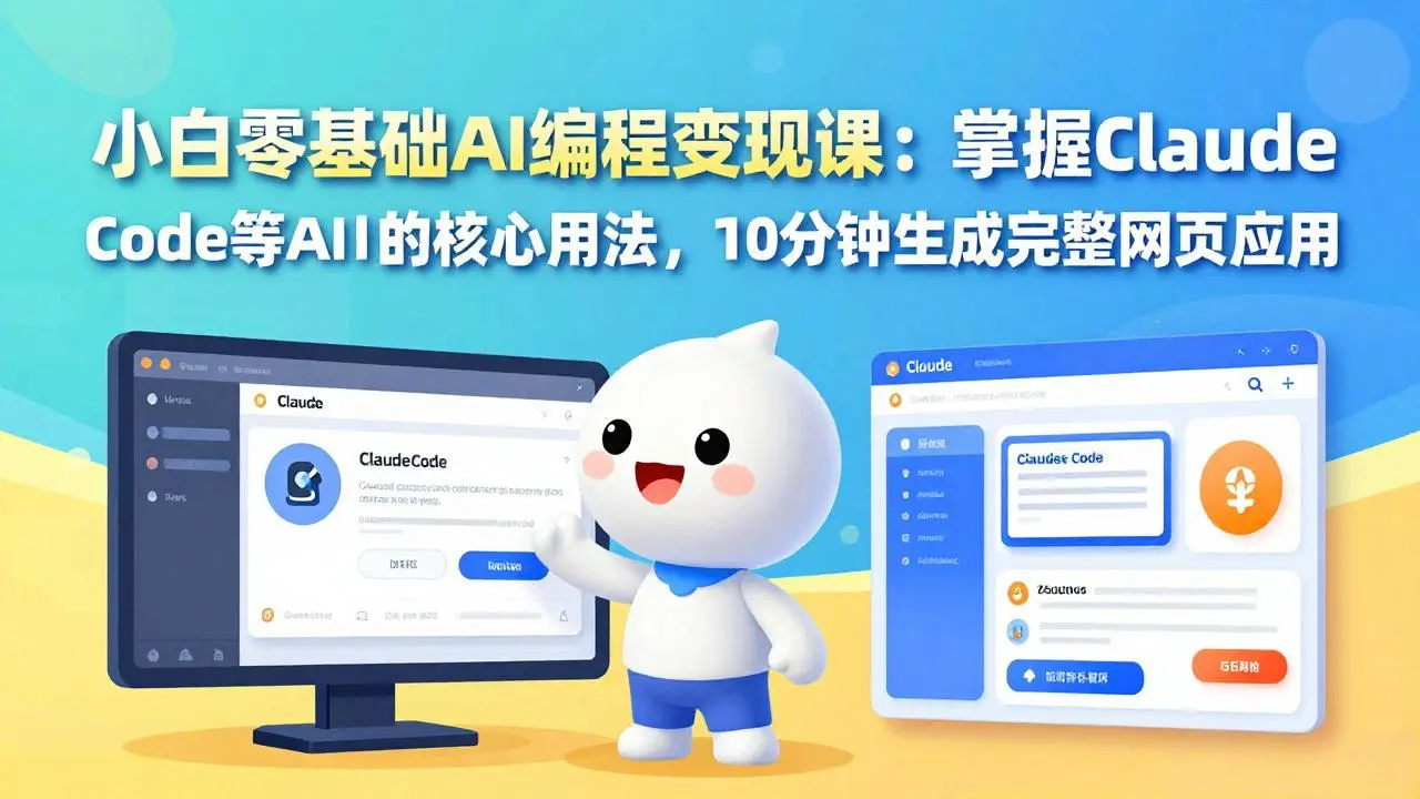 小白零基础AI编程变现课：掌握Claude Code等AI工具的核心用法，10分钟生成完整网页应用-知峰研习社