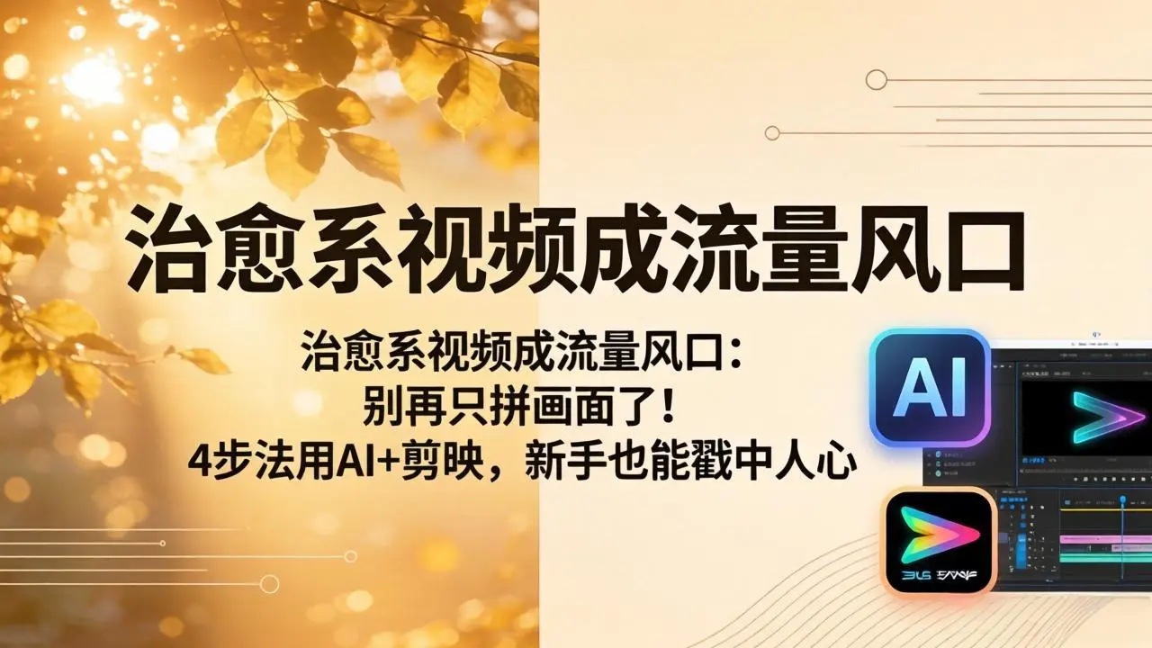 治愈系视频成流量风口：别再只拼画面了！4步法用AI+剪映，新手也能戳中人心-知峰社