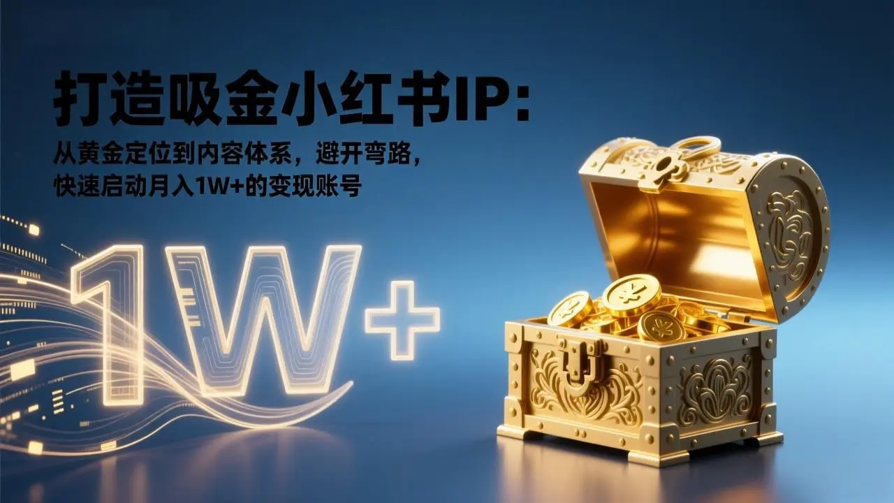 打造吸金小红书IP：从黄金定位到内容体系，避开弯路，快速启动月入1W+的变现账号-知峰社