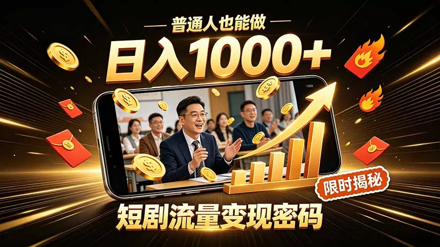 一部手机做短剧分发,不用真人出镜、不用拍摄剧本,快手流量变现日赚千元 一部手机做短剧分发,不用真人出镜、不用拍摄剧本,快手流量变现日赚千元