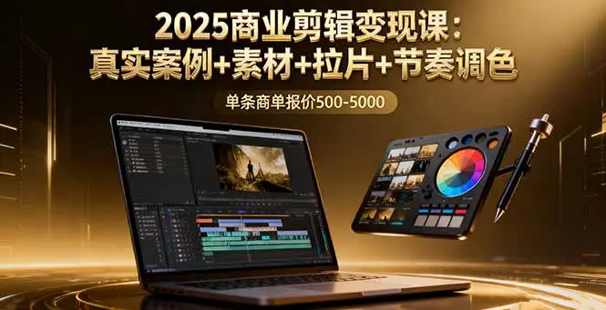 2025商业剪辑变现课：真实案例+素材+拉片+节奏调色，单条商单报价500-5000-知峰社