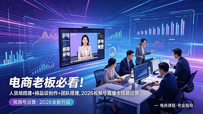 电商老板必看！人货场搭建+排品设计+素材创作+团队搭建，2026视频号直播全链路运营-知峰社