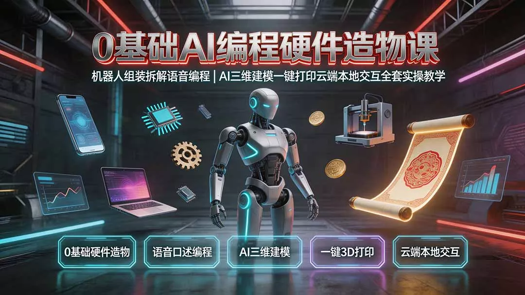 零基础AI编程造物课:语音写代码+3D打印做机器人-知峰社