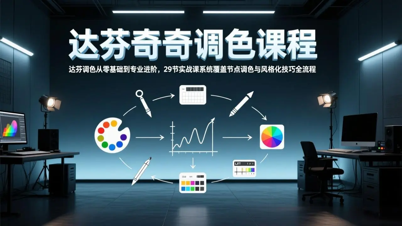 达芬奇调色从零基础到专业进阶，29节实战课系统覆盖节点调色与风格化技巧全流程-知峰研习社