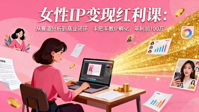 女性IP变现红利课：从赛道分析到商业闭环，手把手教IP孵化，年利润100万-知峰社