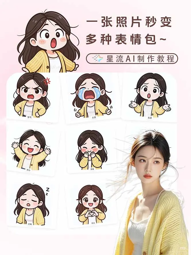 一张照片秒变N种专属表情包，三步搞定可爱搞怪治愈风，从此斗图聊天不再到处存别人图