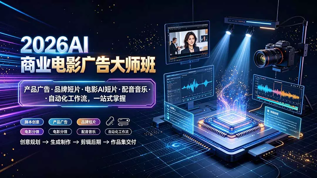 2026AI商业电影广告大师班：产品广告·品牌短片·电影AI短片·配音音乐·自动化工作流，一站式掌握-知峰社