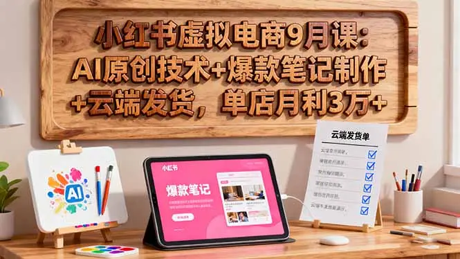 小红书虚拟电商9月课:AI原创技术+爆款笔记制作+云端发货,单店月利3万+-知峰研习社