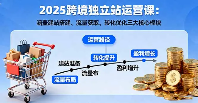 2025跨境独立站运营课：涵盖建站搭建、流量获取、转化优化三大核心模块-知峰社