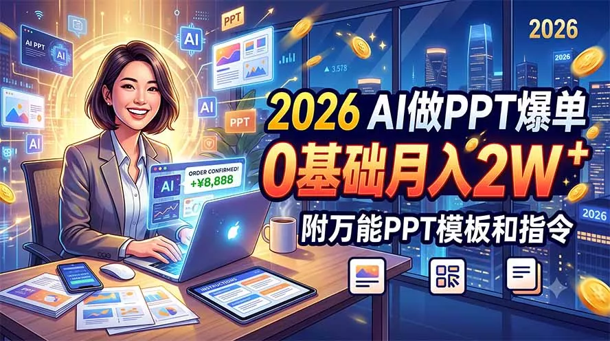 2026 AI做PPT爆单,0基础月入2W,附万能PPT模板和指令-知峰社