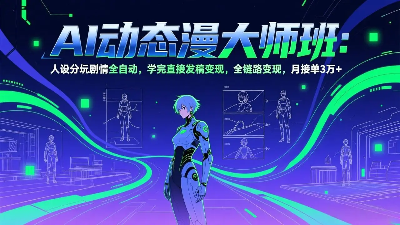 AI动态漫剧大师班:人设分镜剧情全自动,学完直接发稿变现,全链路变现,月接单3万+-知峰研习社