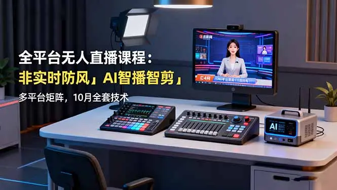 全平台无人直播课程：非实时防风＋AI智播智剪＋多平台矩阵，10月全套技术-知峰研习社
