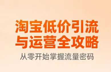 淘宝低价引流与运营全攻略(更新9月)-知峰云课