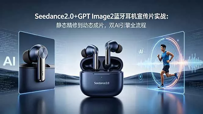 Seedance2.0+GPT Image2蓝牙耳机宣传片实战：静态精修到动态成片，双AI引擎全流程-知峰社