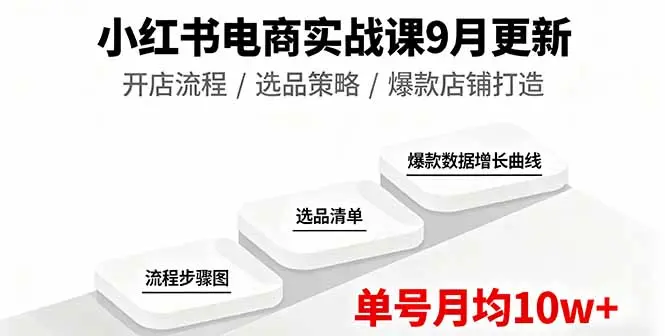 小红书电商实战课9月更新,开店流程/选品策略/爆款店铺打造,单号月均10w+-知峰社