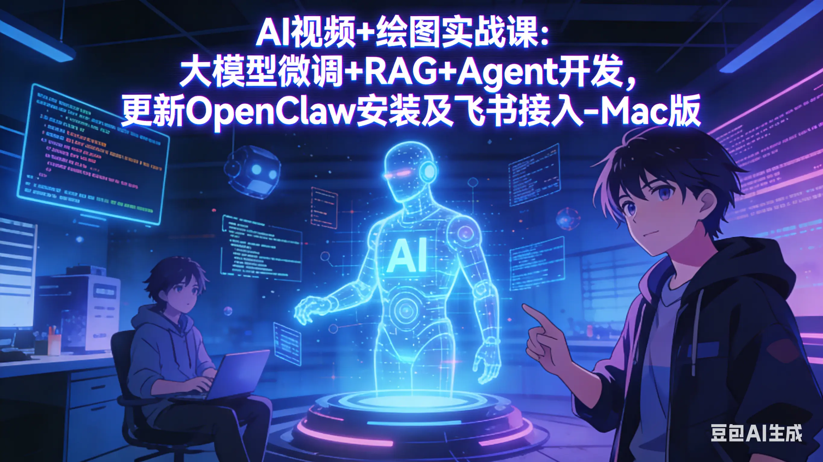 AI视频+绘图实战课:大模型微调+RAG+Agent开发,更新OpenClaw安装及飞书接入-Mac版-知峰研习社
