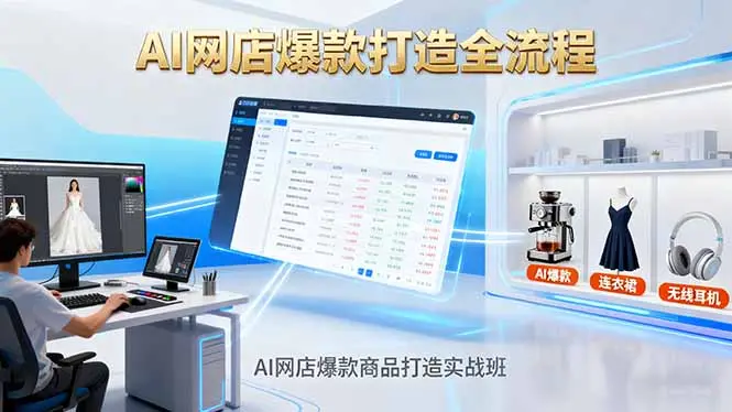 AI网店爆款商品打造实战班:AI技术实现商品图智能处理,快速搭建AI网店-知峰研习社