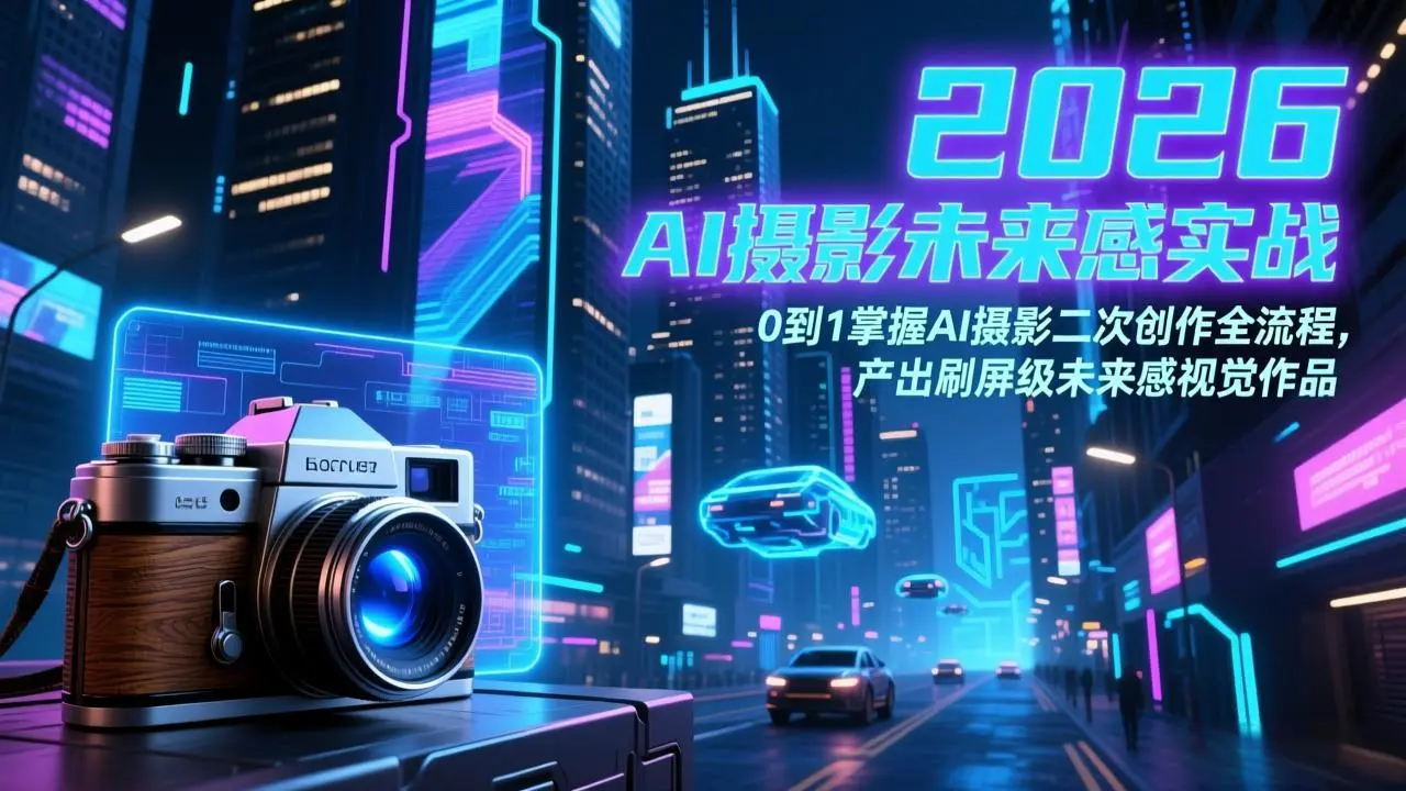 2026 AI摄影未来感实战：0到1掌握AI摄影二次创作全流程，产出刷屏级未来感视觉作品-知峰研习社