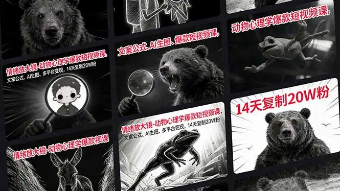 情绪放大镜-动物心理学爆款短视频课,文案公式、AI生图、多平台变现,14天复制20W粉-知峰研习社