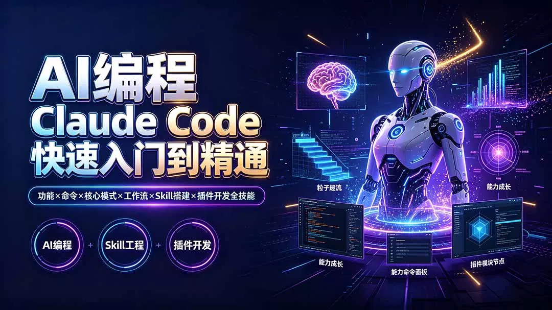 AI编程 Claude Code快速入门到精通：功能×命令×核心模式×工作流×Skill搭建×插件开发全技能-知峰社