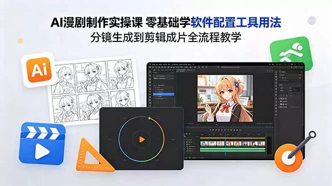 AI漫剧制作实操课 零基础学软件配置工具用法 分镜生成到剪辑成片全流程教学-知峰社