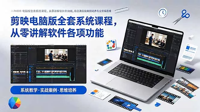 剪映电脑版全套系统课程，从零讲解软件各项功能，结合海量实战案例培养专业剪辑思维-知峰社