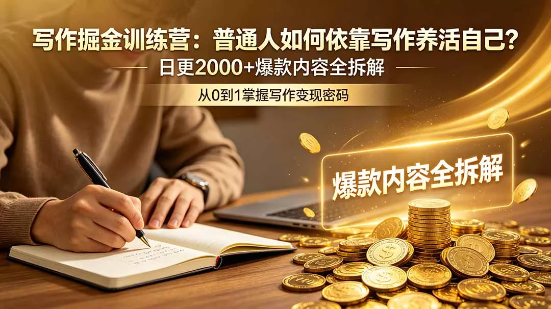 写作掘金训练营：普通人如何依靠写作养活自己？日更2000+爆款内容全拆解-知峰社