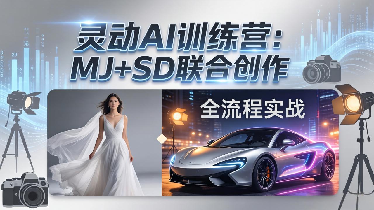 灵动AI训练营-3.0课程：MJ+SD联合创作，从婚纱大片到汽车广告，摄影后期全流程实战-知峰研习社