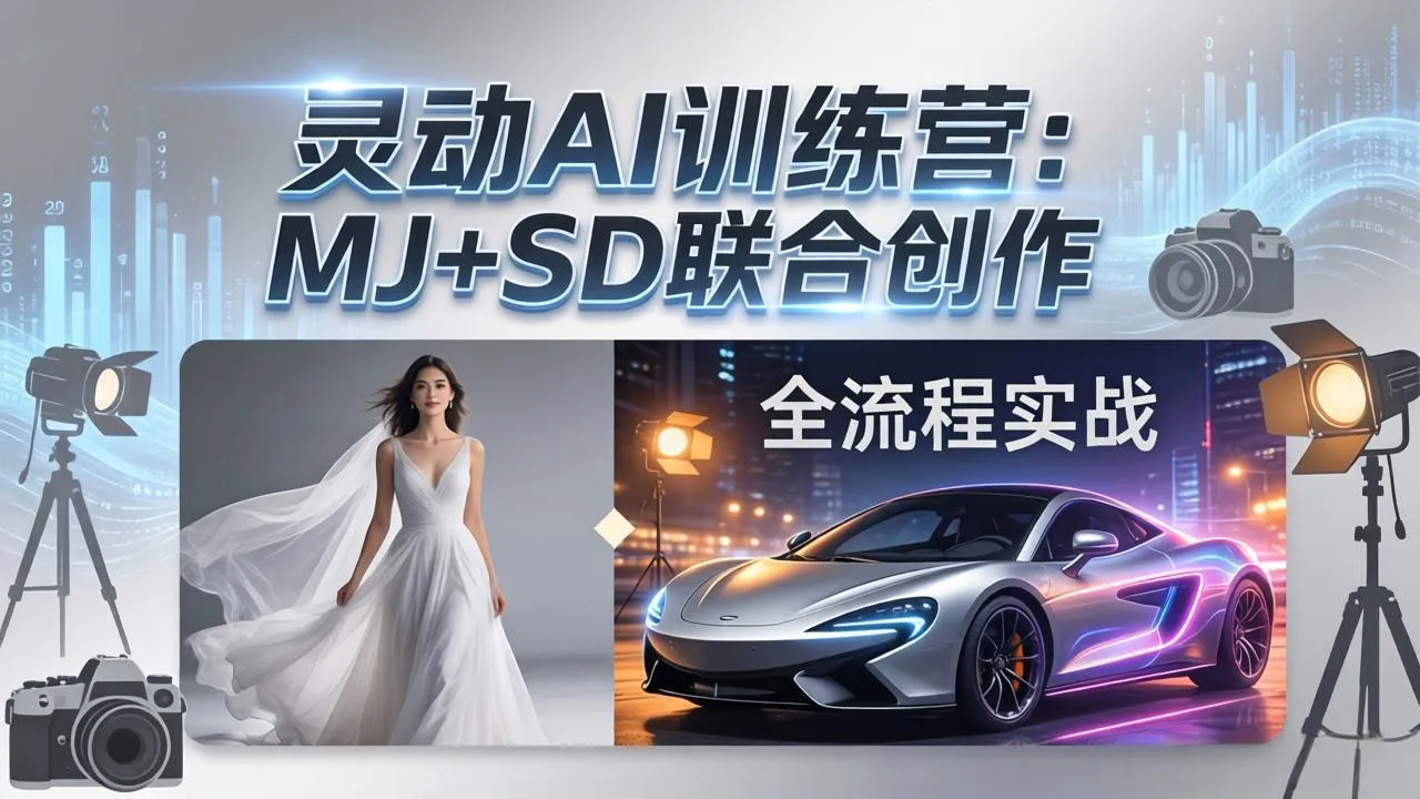 灵动AI训练营-3.0课程：MJ+SD联合创作，从婚纱大片到汽车广告，摄影后期全流程实战-知峰社