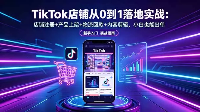 TikTok店铺从0到1落地实战:店铺注册+产品上架+物流回款+内容剪辑,小白也能出单-知峰社