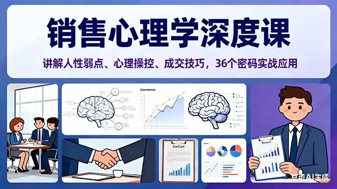 销售心理学深度课,讲解人性弱点、心理操控、成交技巧,36个密码实战应用-知峰研习社